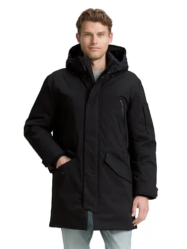 TOM TAILOR Herren 1046991 TT.PRO.TECH Parka - Funktionsjacke aus wasser- und schmutzabweisendem Material mit abnehmbarer Kapuze und atmungsaktiven Elementen, ideal für wechselhaftes Wetter.