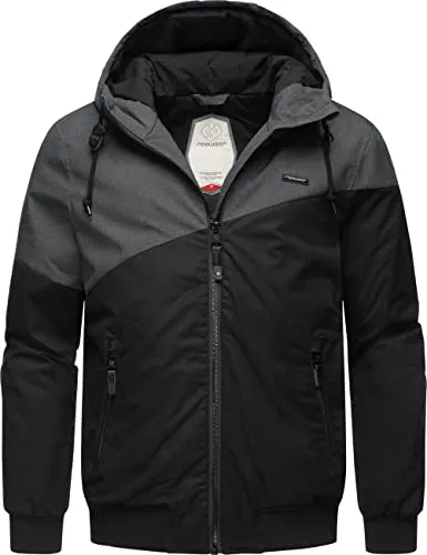 Ragwear Herren warme Winterjacke kurz mit Verstellbarer Kapuze Wings Black Gr. 3XL