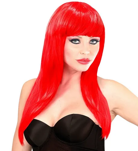 Widmann S.r.l. Kostüm-Perücke Langhaar Damen Perücke 'Vogue' mit Pony, Rot