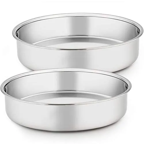 Homikit Rund Backform, Edelstahl 24 cm Kuchenform Backformen 2er-Set, gesund & ungiftig, Hochglanzpoliert, leicht zu reinigen & spülmaschinenfest