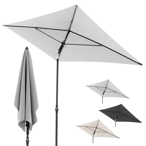 Doppler Sonnenschirm Rethink 180x120 cm, Hellgrau, Balkonschirm mit Hülle