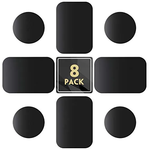 MENNYO Metallplatte 8 Stück für Magnet KFZ Handy Halterung, Metallplättchen Handyhalterung Metall Platte mit Klebefolie für kfz handyhalter - 4 Runden und 4 Rechtecke
