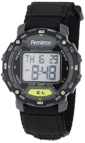 Armitron Sport Men's Digital Chronograph Watch 40/8291 - Hochwertige Armbanduhr für Herren mit grauem Harzgehäuse und LCD-Display, ausgestattet mit Chronograph, Alarm und wasserdicht bis 100 m – ideal für Sport- und Outdoor-Aktivitäten.