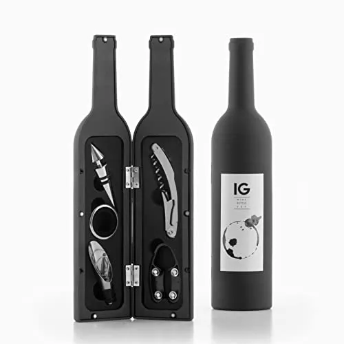 InnovaGoods® Weinflaschen-Set im Eleganten Design - Sommelier-Set mit hochwertigem Edelstahl und Magnetverschluss, ideal als Geschenk für Weinliebhaber und stilvolles Dekoelement.