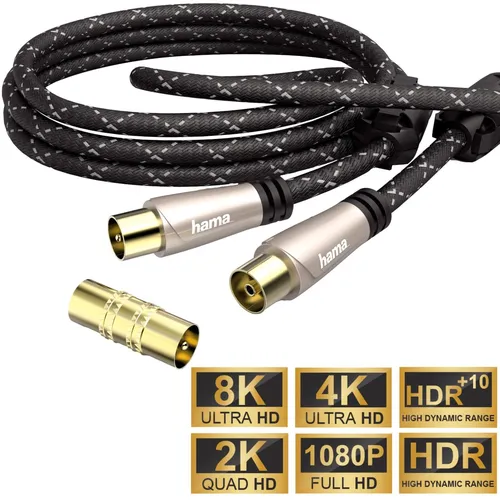 Hama 5m Antennen-Kabel 120db Koaxial-Kabel in braun von Hama