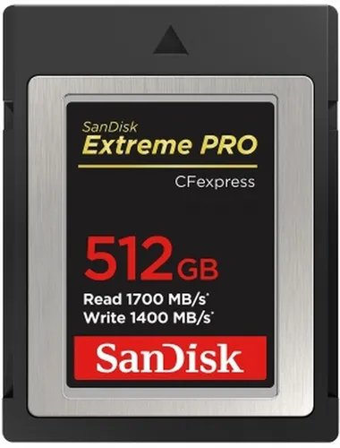 SanDisk Extreme PRO CFexpress Card 512GB - Speicherkarten - 512 GB mit ultra-schneller 1700 MB/s Lesegeschwindigkeit und 1400 MB/s Schreibgeschwindigkeit, ideal für Profis im Bereich Fotografie und Videografie.