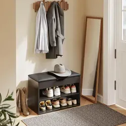 SoBuy Schuhbank FSR25 – Schuhregal mit gepolstertem Kissen und Stauraum