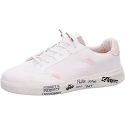 Fusion Alexa Washed Canvas Slipper in Weiß Größe EU 41 - Damen Slipper aus Baumwolle, leicht und atmungsaktiv für den perfekten Sommerlook. Positive Prints auf der Sohle sorgen für gute Laune in der Freizeit.