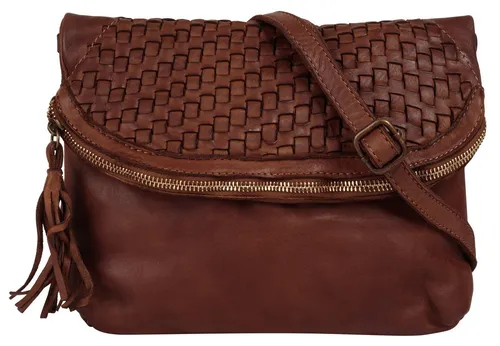 Umhängetasche SAMANTHA LOOK - Vintage Leder, Made in Italy - Handtaschen mit echtem Leder und Vintage-Optik, wandelbar von Alltags- zur Abendtasche. Faltbare Deckklappe für variable Größe und stilvolle Akzente.