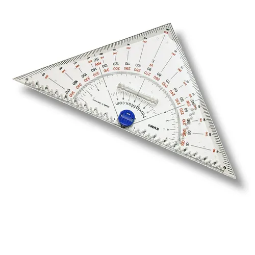 Kurs-Zirkel-Dreieck 22cm MIT ZIRKELWIPPE # Kursdreieck Navigation Ausbildung SBF