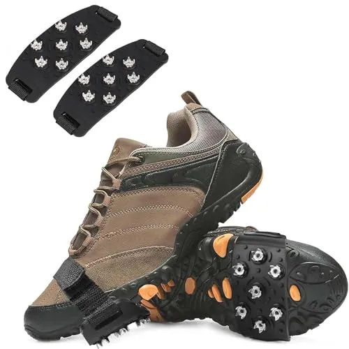 Steigeisen für Schuhe, Eisklampen für Stiefel mit 7 Schuhspikes, rutschfeste Schneekollen, Eisschuh-Greifer, Walk Traction Cleats Schuhketten für Damen Herren Walking Klettern Wandern Eisangeln