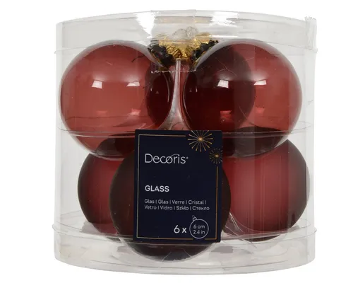 Kaemingk Weihnachtsbaumkugel, Weihnachtskugeln Glas 6cm x 6 Stück - Kastanienbraun transparent