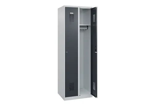 CP-Möbel Spind Basis PLUS, anthrazit, 2 Abteile mit Zylinderschloss - Roll- & Standcontainer mit stabiler Stahlkonstruktion, 2 Abteile für optimale Aufbewahrung und Sicherheit, komplett montiert geliefert, Made in Germany.