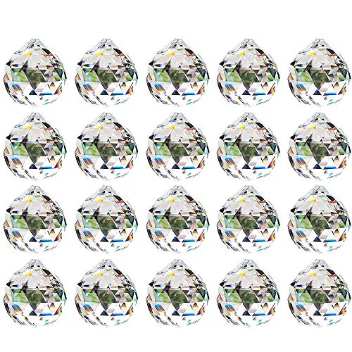NUPTIO 20mm Klares Kristallkugel Prisma - 20 Stück Hängender Anhänger Suncatcher für Deckenleuchter, Feng Shui, Heim für die Hochzeit, Büro-Dekorationen