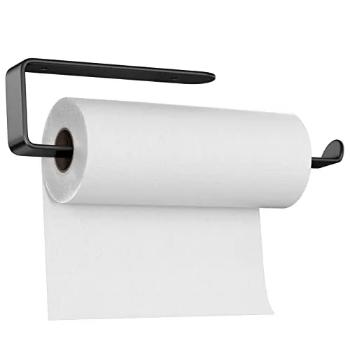 Newaner Küchenrollenhalter Wand Hängen Ohne Bohren, 295mm Selbstklebend oder Bohren Küchenpapierhalter, Space Aluminium Papierrollenhalter für Küche, Bad, Schränke, Vertikal oder Horizontal, Schwarz