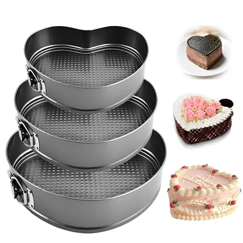 Herzbackform,20,22,24 Cm Springform Mit Flachboden,Schwarz Metallic Kuchenform,Abnehmbarer Flachboden,Auslaufsicher Antihaft,Stabil & Hitzebeständig,Tortenform Zum Backen Verschiedener Kuchen Unt Brot