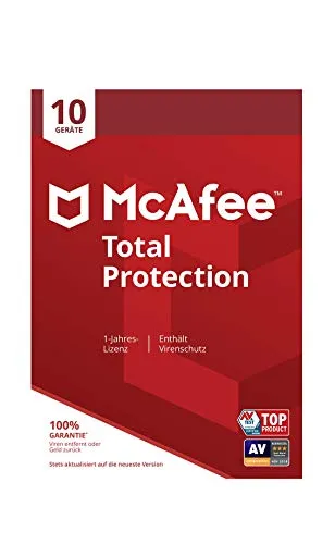 McAfee Total Protection | 10 Geräte | 1 Jahr | PC/Mac/Smartphone/Tablet | Aktivierungscode per Post