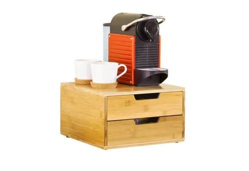 SoBuy FRG82-N Kaffeekapsel Box - Schubladen für Kaffeekapseln mit 2 Schubladen, verstellbarer Innenfläche und zeitlosem Design – ideal zur stilvollen Aufbewahrung von Kaffeekapseln und Schreibwaren.