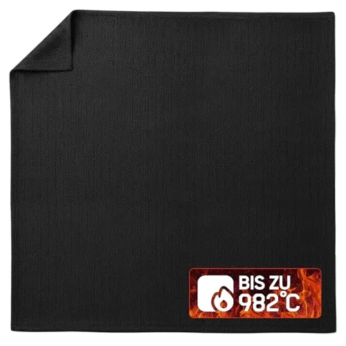 EVOCAMP Feuerfeste Unterlage 60x60 cm – Hitzebeständige Schutzmatte bis 982 °C aus voroxidierten Fasern – Brandschutzmatte für Büro, Küche, Werkstatt und Camping – Schwarz