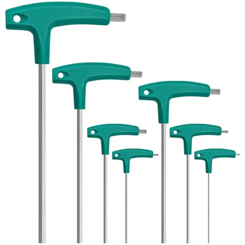 Yonality 7 Teile T-Griff schlüssel-Satz, Stiftschlüssel, Sechskantschraubendreher, Multi-size langes Sechskantschlüsselset, Destornilladores para reparación de automóviles y bicicletas