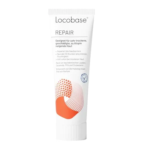 Locobase Repair Creme - 72h Feuchtigkeitscreme für trockene Haut - Bodycreme für Gesicht und Körper, die die Hautbarriere regeneriert und 35% mehr Feuchtigkeit spendet - ideal für empfindliche und rissige Haut.
