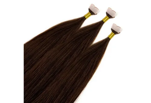 hair2heart Echthaar-Extension Premium Mini Tape Extensions #4/77 Mittelbraun Intensiv 40cm