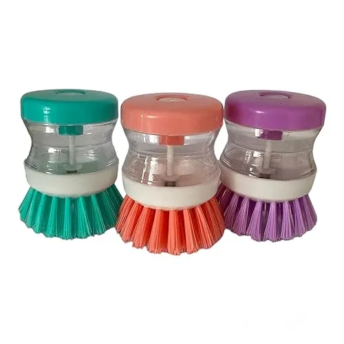 Spülbürste mit Spülmittelspender: Reinigungs Bürste für Effiziente Reinigung von Geschirr, Töpfe, Pfannen und mehr – Das 3er Set für müheloses Saubermachen in Küche, Haushalt, Auto und Garten