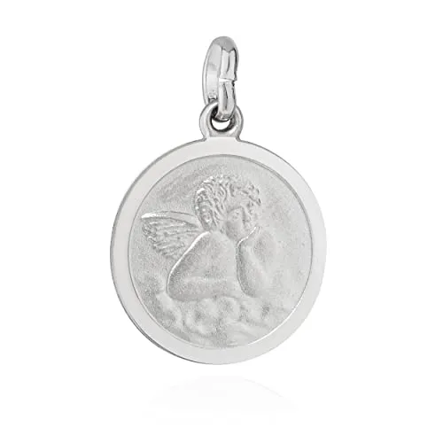 NKlaus Kettenanhänger Schutzengel 925 Silber diamantiert matt 14mm Talisman Amulett 13428