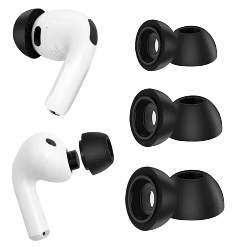 Ersatz-Ohrstöpsel für AirPods Pro 3, weiche Memory-Schaumstoff-Ohrstöpsel für AirPods Pro der 3 2025. Generation, kein Silikondruck, rutschfestes Design, passend für Ladecase, 3 Paar (S/M/L, schwarz)