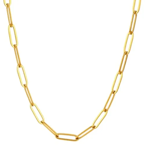meberg Halskette Gliederkette Gold Damenkette vergoldeter Edelstahl 40cm Länge verstellbar Damenschmuck