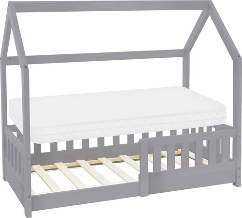ML-DESIGN Spielbett Hausbett Kinderbett mit Rausfallschutz - Betten: Kreatives Kinderbett aus robustem Kiefernholz mit Lattenrost und sicherem Rausfallschutz. Ideal für fantasievolle Nächte und Abenteuer, belastbar bis 120 kg.