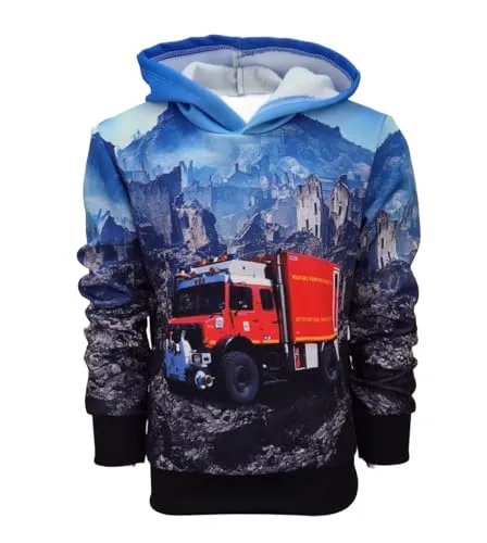 Fashion Boy Sweatshirt Langarm-Shirt mit Feuerwehr Druck, Gr. 122 JSf2.8