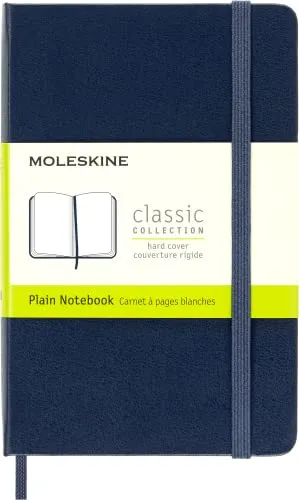 Moleskine - Klassisches Blanko Notizbuch - Hardcover mit Elastischem Verschlussband - Farbe Saphirblau - Größe Pocket 9 x 14 cm - 208 Seiten