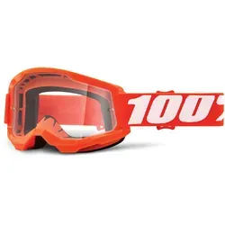 100% Strata 2 Clear Motocross Brille - Weiss-Orange für Männer - Sportbrillen mit klarer Scheibe und flexiblem, langlebigem Rahmen. Ideal für optimale Sicht und Komfort beim Motocross.