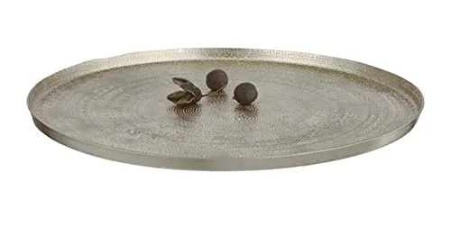 itsisa Deko Teller, Schale rund aus Alu fein gehämmert, Silber - Tablett, Kerzentablett, Dekotablett, Dekoschale, Dekoteller, Wohnzimmerdeko