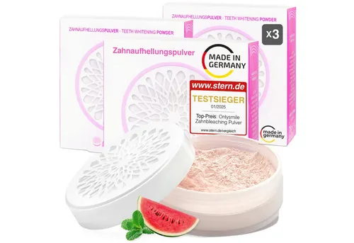 OnlySmile Zahnbleaching-Pulver - Effektive Zahnaufhellung für strahlendes Lächeln - Verwandle deine Zahnpasta mit unserem Zahnaufhellungspulver in eine tägliche Pflege. Es entfernt Zahnbeläge und sorgt für ein natürlich strahlendes Weiß. Ideal für alle, die ihre Zähne aufhellen möchten.