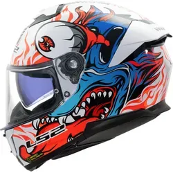 LS2 FF808 Stream II Inferno - Urbaner Integralhelm in Weiß/Rot/Blau 3XL - Motorradhelm mit elegantem Design und kratzfestem Visier, vorbereitet für Pinlock Max Vision. Ideal für Fahrspaß in der Stadt und auf Landstraßen.
