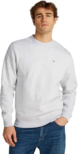 Tommy Jeans TJM Reg S Flag Crew Pullover Sweatshirt, Herren, Grau - Hochwertiges Sweatshirt für Herren aus nachhaltiger Baumwolle, ideal für lässige Outfits. Pflegeleicht und modisch in Grau (Silver Grey Heather).