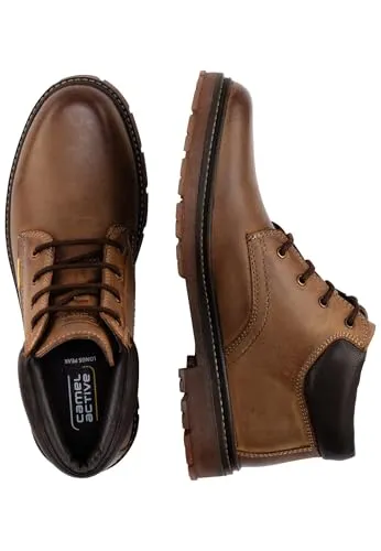 camel active Herren Longs Peak Boots aus Leder Braun, komfortable Wanderschuhe für Herren - Wanderschuhe aus Leder mit weichem Textilfutter, rutschfester Außensohle und langlebiger Innensohle für höchsten Tragekomfort.