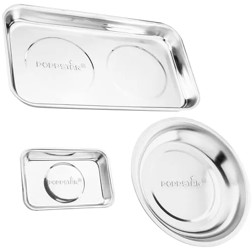 Poppstar 3 Magnetschalen Set, 1x rechteckig (24 x 14cm), 1x rechteckig (9,3 x 6,4cm), 1x rund (Ø 15cm), Material: Edelstahl