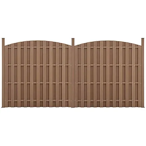 neu.holz WPC Gartenzaun mit Rundbogen und Pfosten 185x376cm