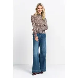 Rich & Royal Longsleeve in Beige - S - Leopard-Muster U-Boot-Ausschnitt Shirt, locker geschnitten für einen lässigen Look - perfekt für jeden Anlass.