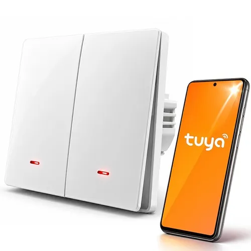 Smart Light switch WiFi 2Gang Timer Tuya Qoltec
