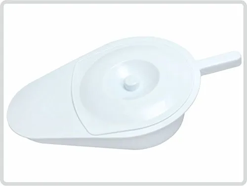 Stechbecken EXTRA, weiss oval angeschrägt - Bettpfanne Kunststoff mit Deckel
