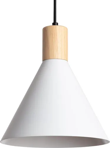 Pendelleuchte Arbat aus Metall und Holz in Weiß