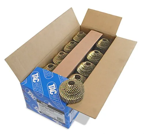 Tacwise 1003 Typ 2,1/32 mm Verzinkte Kugelförmige Coilnägel, Stumpfspitze, Ringschaft, 16° Geneigt, Drahtgebunden, Packung mit 14.400 Stück, Silber, 14000