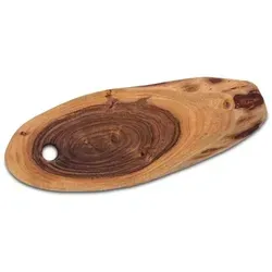 Amagohome Servierbrett Baumscheibe 40x20cm o. 52x24cm Schneidebrett Holz Serviertablett Deko Akazie massiv : 40 x 20 cm