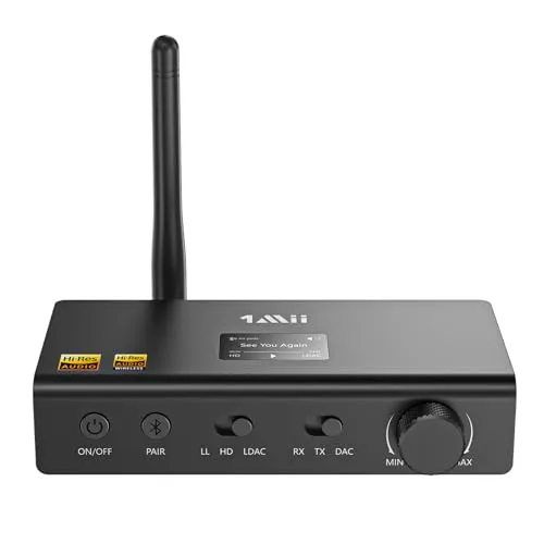 1Mii DS700 HiFi Bluetooth Transmitter Empfänger mit DAC, LDAC Hi-Res Audio & aptX HD/LL, OLED-Display, 3 in 1 Audio Adapter für TV, 2 Kopfhörer, Lautsprecher, Stereoanlage