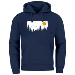 Neverless Hoodie Hoodie Herren Wald Bäume Outdoor Adventure Abenteuer Natur-Liebhaber blau 3XL