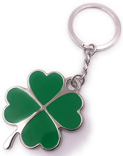 H-Customs Kleeblatt Glücksklee Klee Schlüsselanhänger Glücksymbol Vierblatt Natur Glücksbringer